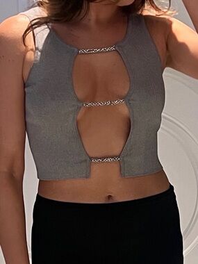 Christopher Esber Grey Cutout Top